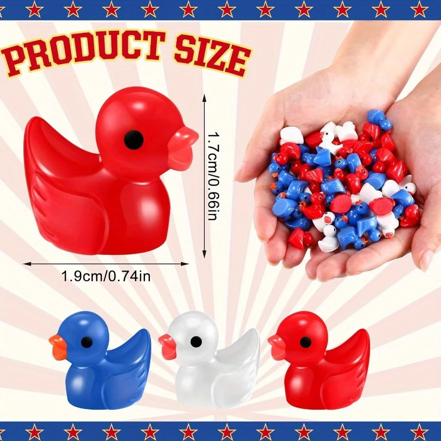 Independence Day Patriotic Ducks: Mini Resin Ducks in Blue, Red, And White - Perfect for Shower, Birthday, Or Memorial Day Gifts