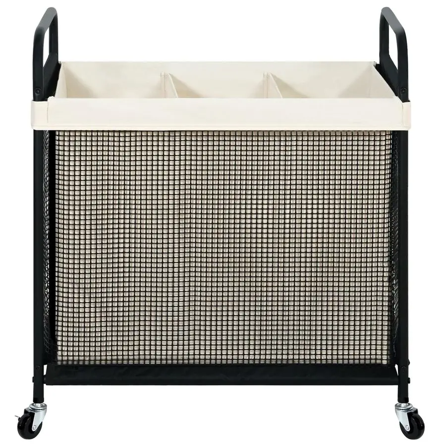 

Laundry Hamper 3 Section, 120L Rolling Laundry Sorter Cart with Removable and Washable Liner Bag, Clothes Hamper with Wheels and