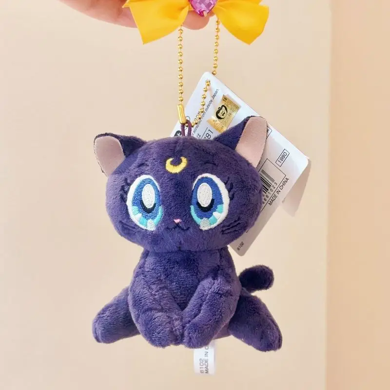 Original Bandai Sailor Moon Luna Cat Plush Pendent Cosmos Japan Anime Collectible Action Figures Toys Keychain For Collectors view 2