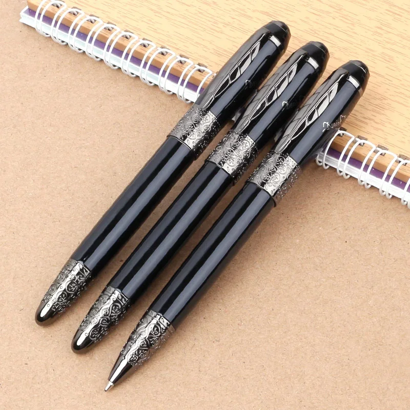

Quality Daniel Defoe Ballpoint Rollerball Fountain Pen Metal Black Writing Pen with Maple Leaf Clip