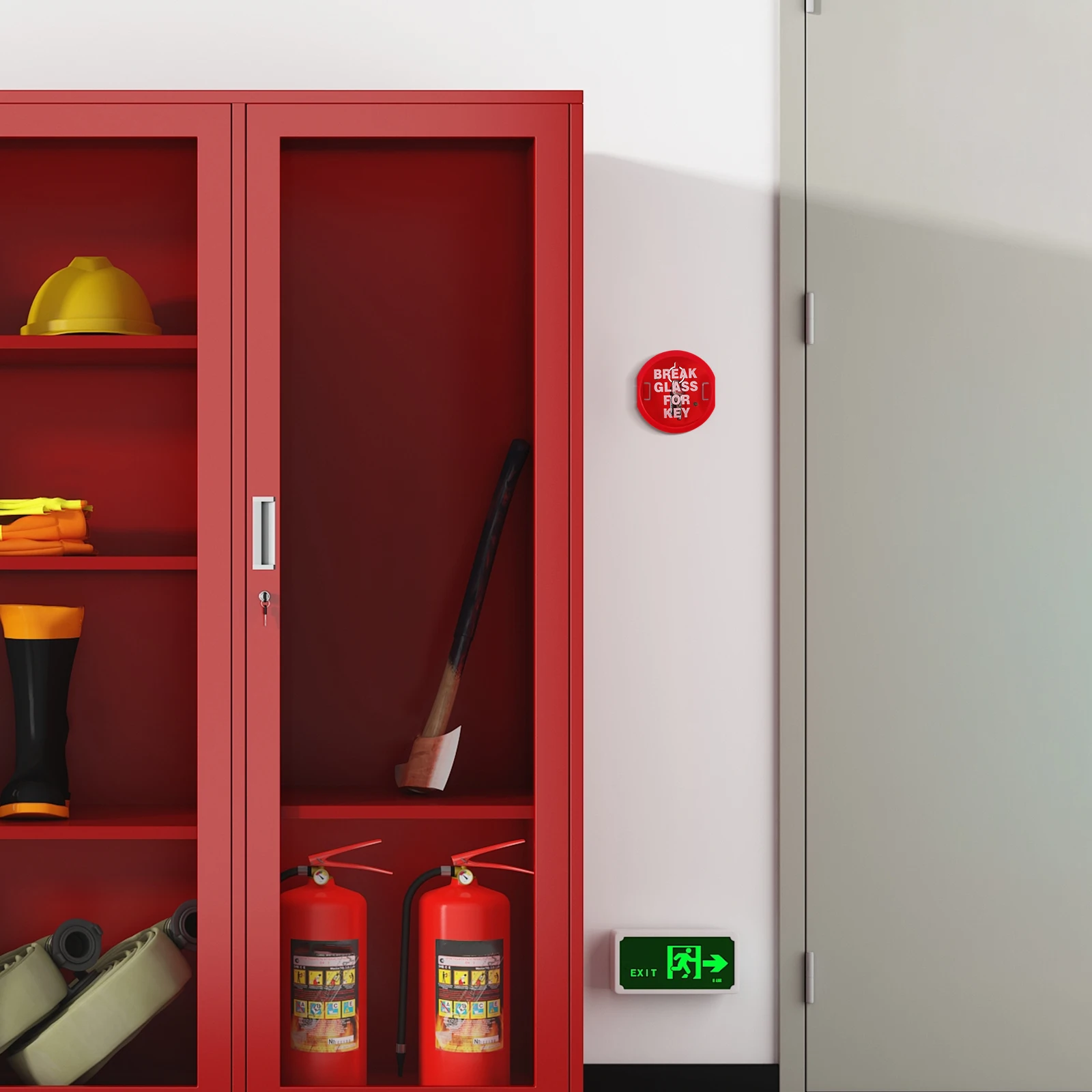 Emergency Break Key Box Wall Mounted Fire Safety Lock Box for Keys Outdoor Glass Break Storage Hazardous Goods Escape