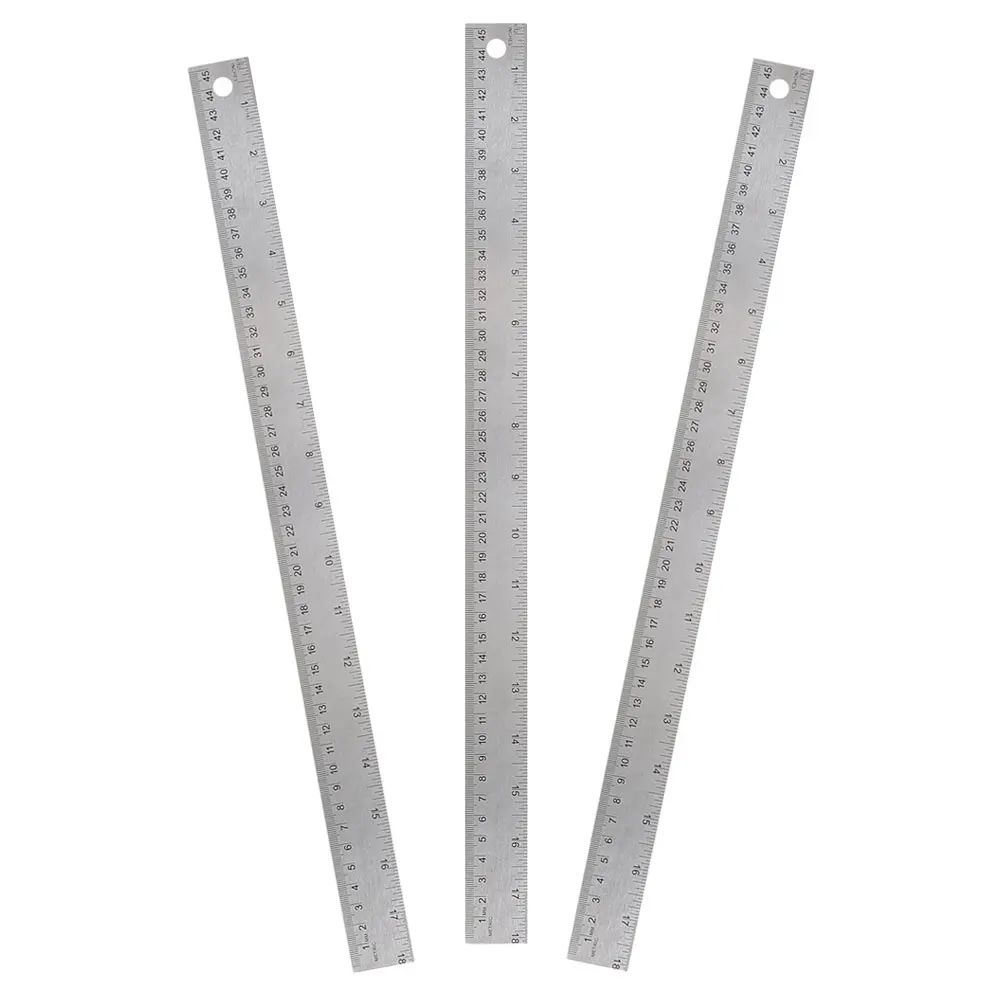 3 Pcs Student Ruler Cork Office Backed Stainless Steel Straight Multi-functional