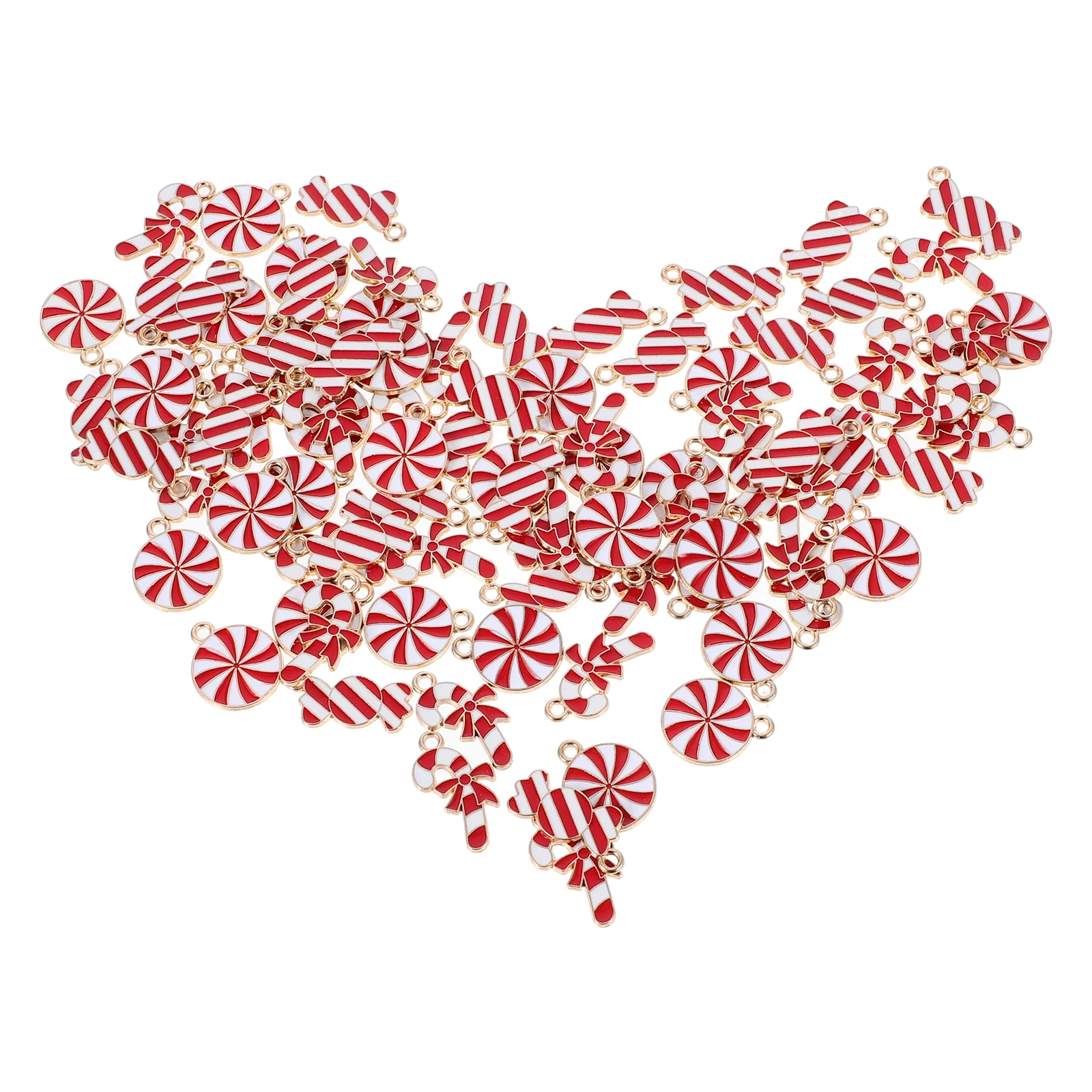

90 Pcs Candy Cane Lollipop Pendant Jewelry Decoration Making Charms Halloween for Bracelets Alloy