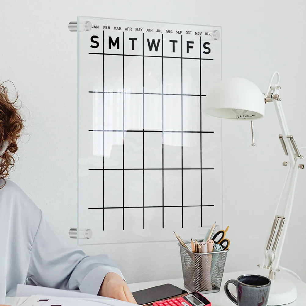 

1 set Dry Erase Message Board Clear Acrylic Hanging Memo Weekly Office Supplies Writing Bulletin Board For