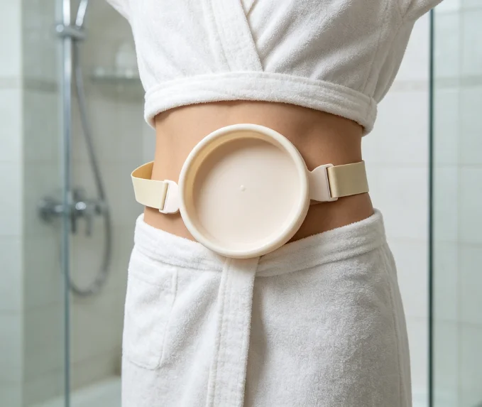 HTMCK Ostomy Shower Guard, Waterproof Stoma Cover for Bathing, Adjustable Ostomy Belt with Seal for Colostomy Patients