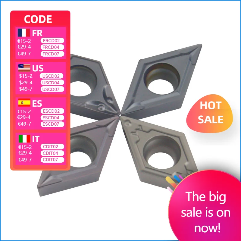 

DCMT DCMT11T304 DCMT11T308 H01 YZ5018 Carbide Insert Internal turning tool CNC Cutting Tool SDJCR/L lathe tools turning insert