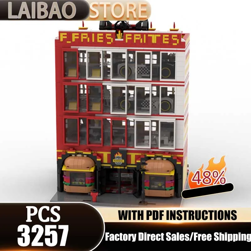 

City Building Moc Building Blocks French fries and hamburgers Model Technology Bricks Christmas Assembly Street View Toys Gifts