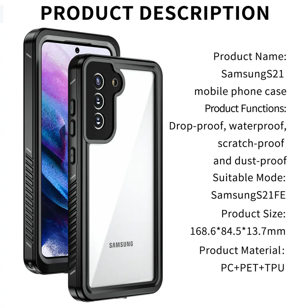 S21FE S23 IP68 Waterproof Case for Samsung Galaxy S23 Ultra Crystal Water Proof Cover Sport Seal Etui Samsung S21 F E 23 Plus +