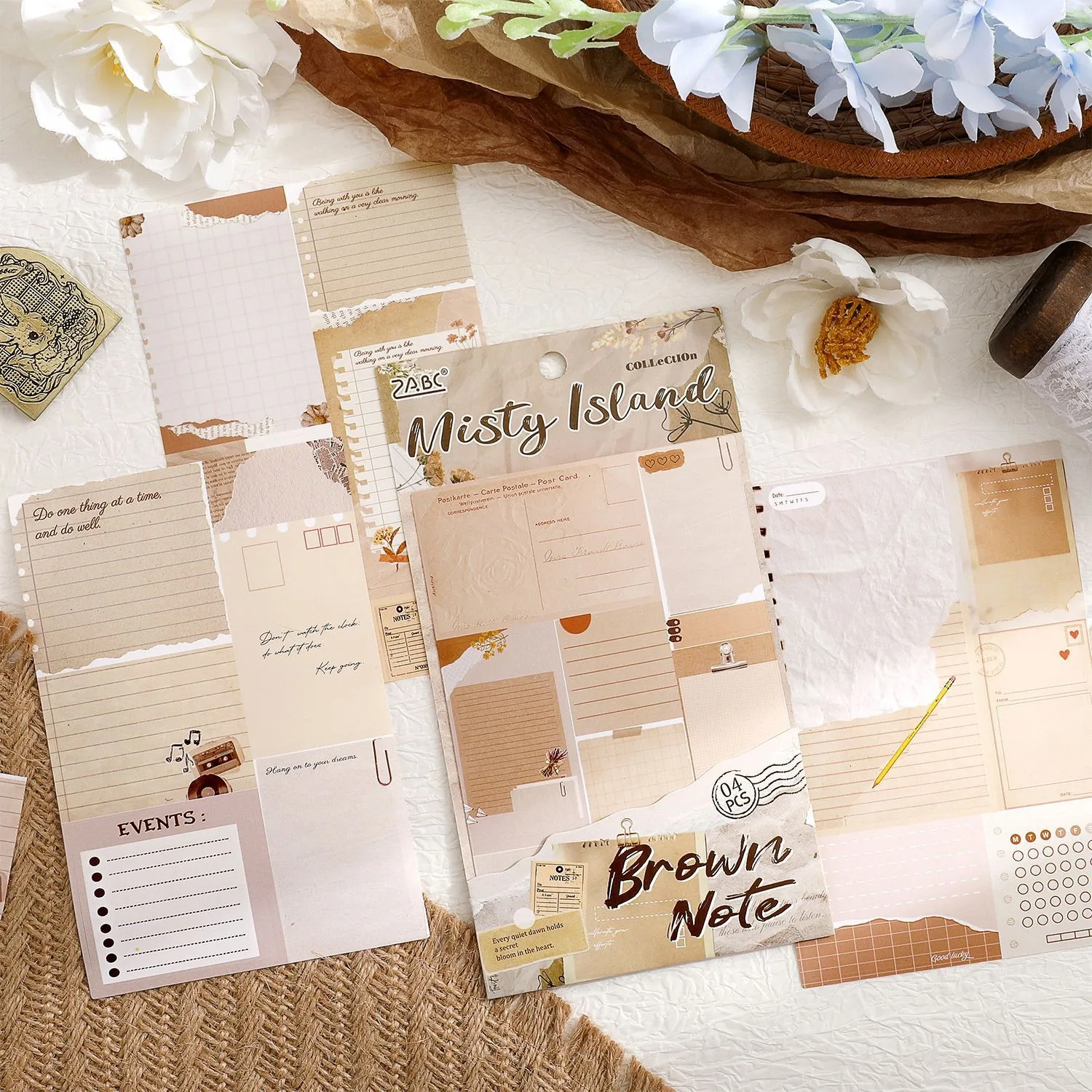 4 Sheets/pack Foggy Isle Decorative Stickers for DIY Journals Scrapbooks Craft Materials Hand Made Junk Journaling Supplies