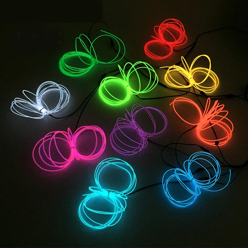 Fil EL lumineux pour bricolage, accessoires de décoration de voiture, accessoires de défilé de mode, pilote EL non inclus, vêtements lumineux, 2.3mm, 10 couleurs