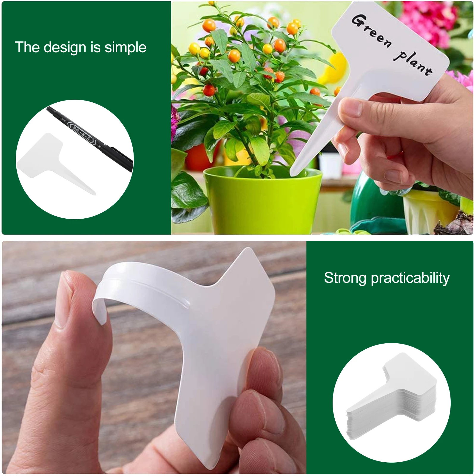 

100Pcs Plastic Flower Tag Durable T-Type Design Easy Install for Garden Decoration Long Lasting Plant Tags Plant Garden Label
