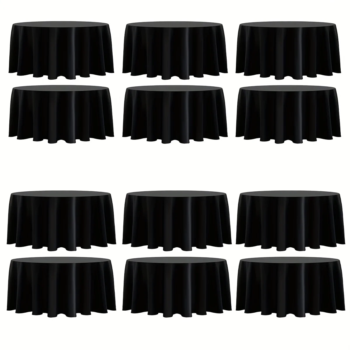 Black & White Round Tablecloth Set – 6/12/18 pcs, Wrinkle-Resistant Dining Cover for Kitchen, Parties, Weddings & Holidays | Fit view 6