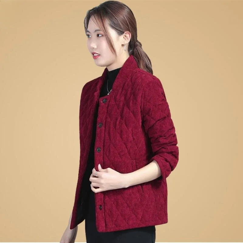 Corduroy Winter Coat Women Puffer Jacket Winter New Korean Style Long Ladies Over-the-knee Cotton Padded Jacket Keep Warm