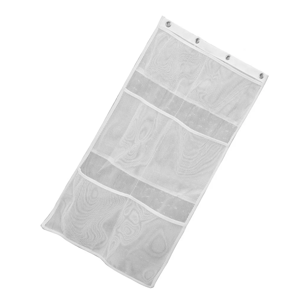 

6 Pocket Hanging Mesh Organizer Bag For Bathroom Shower Storage Liner Hooks Shampoo Conditioner Body Wash Kids