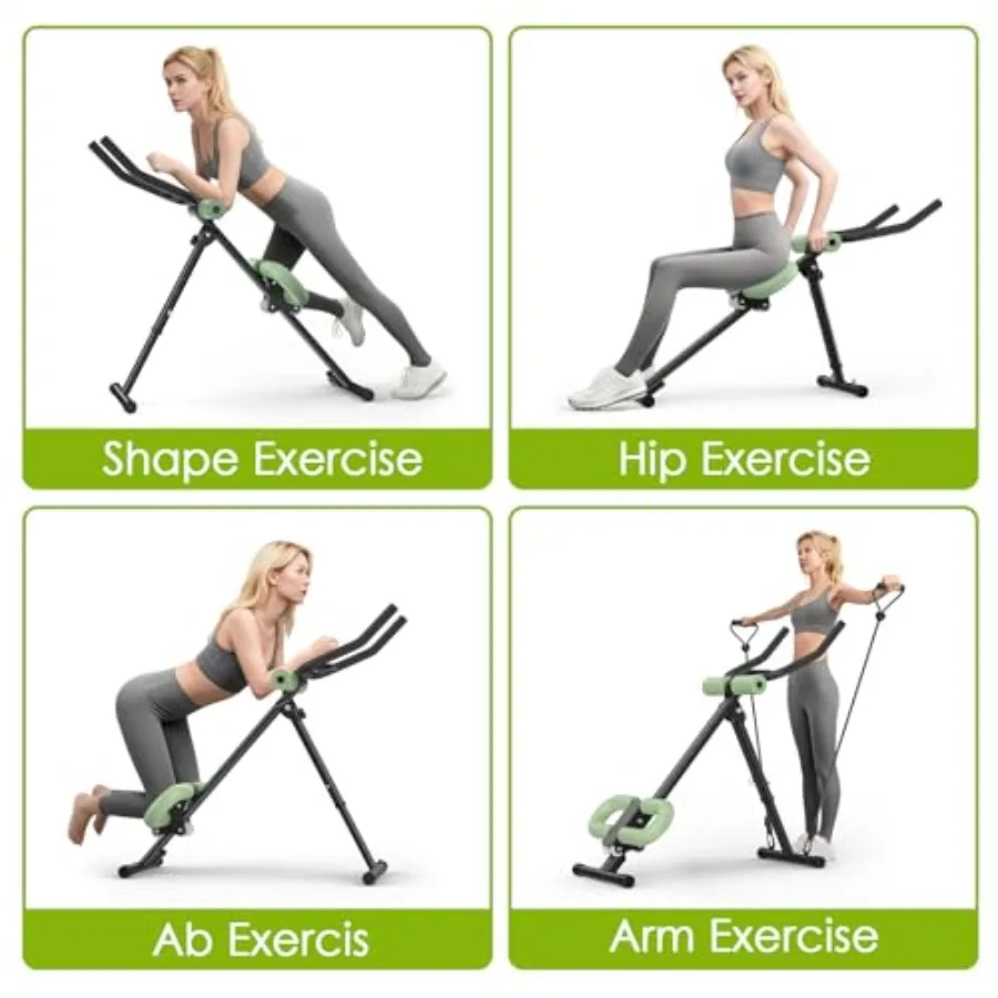 4 in 1 ab machine for stomach workout: green adjustable ab trainer with LCD monitor foldable design knee and back protection 40