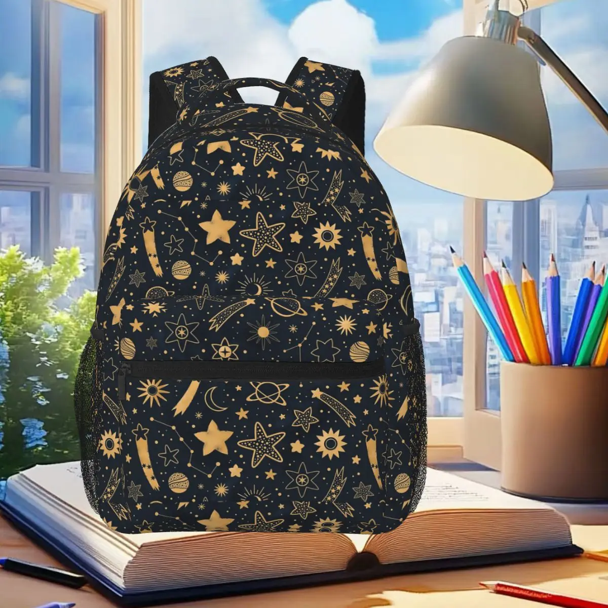 

Golden Galaxy Student Backpack School Bag Hiking Travel Daypack for Men Women Fashion Bookbag Shoulder Bags