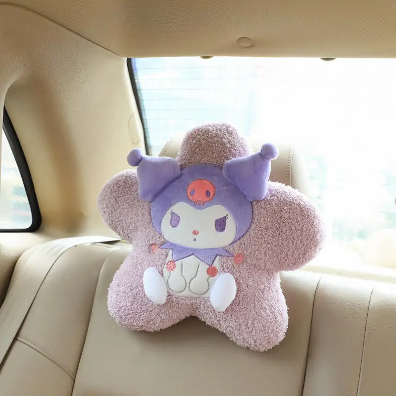 Sanrio Kuromi Car Neck Pillow Cinnamoroll Pochacco Pentagram Cute Auto Seat Lumbar Cushion Soft Stuffed Doll Decor Birthday Gift view 5