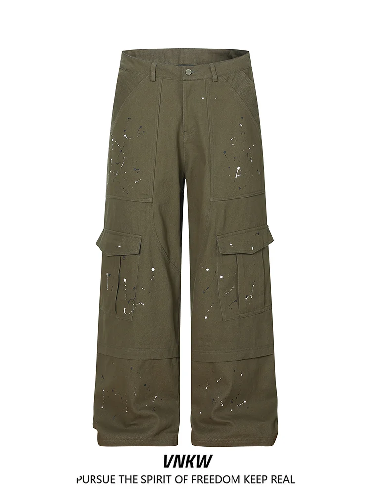 

Cleanfit Casual Straight Leg Work Pants Men's Loose Wide Leg Casual Versatile Long Trousers Multiple kets Faionable Stre...