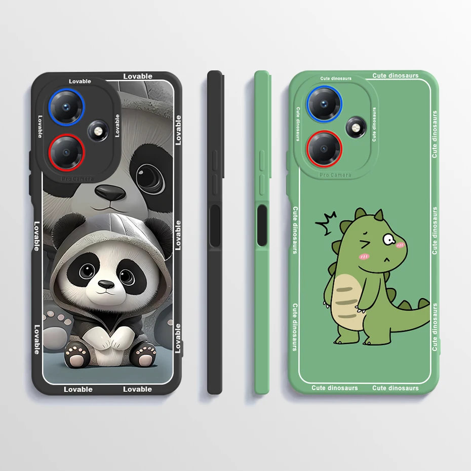 For Infinix Hot 30 Play 30i 4G Case Cute Dinosaur Liquid Silicone Back Cover For Infinix Hot 30Play 30i 30 Play NFC Phone Case