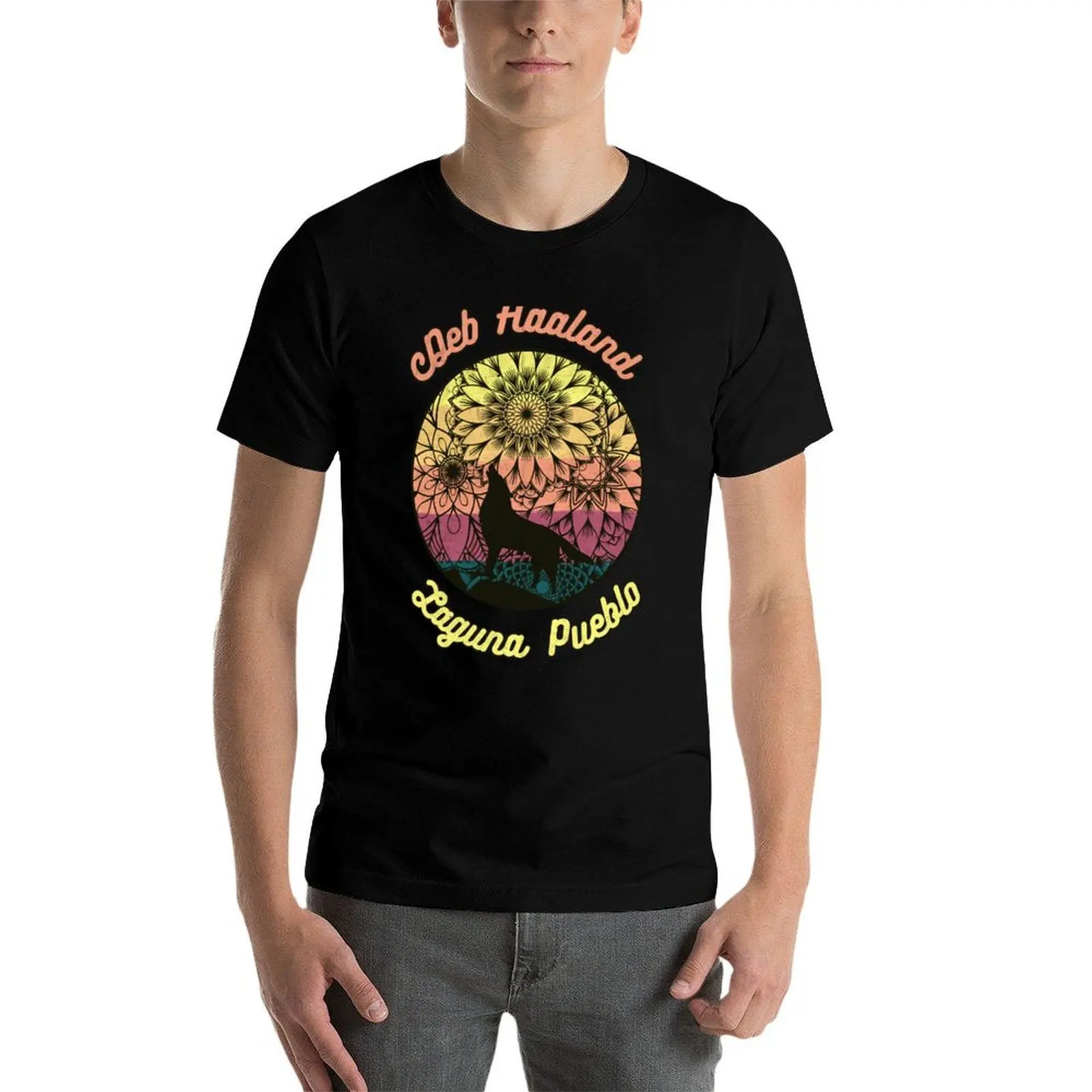 

Deb Haaland Laguna Pueblo Wolf Mandala T-Shirt anime t shirts for man black cotton t-shirt plain for man package T-Shirt