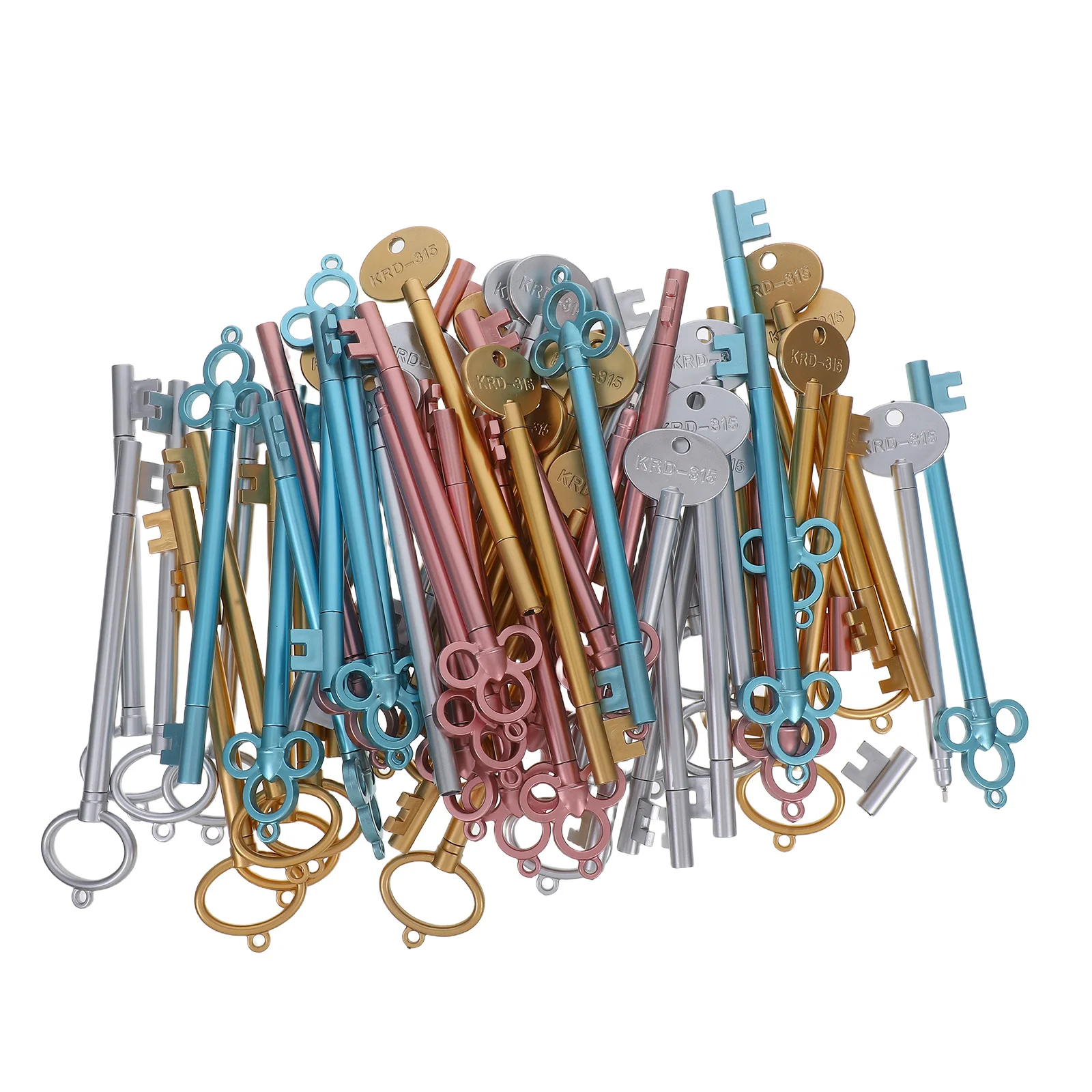 

60Pcs Retro Vintage Key Shaped Gel Ink Pens Smooth Writing Set for School Office Stationery Everyday Use Note Taking Drawing