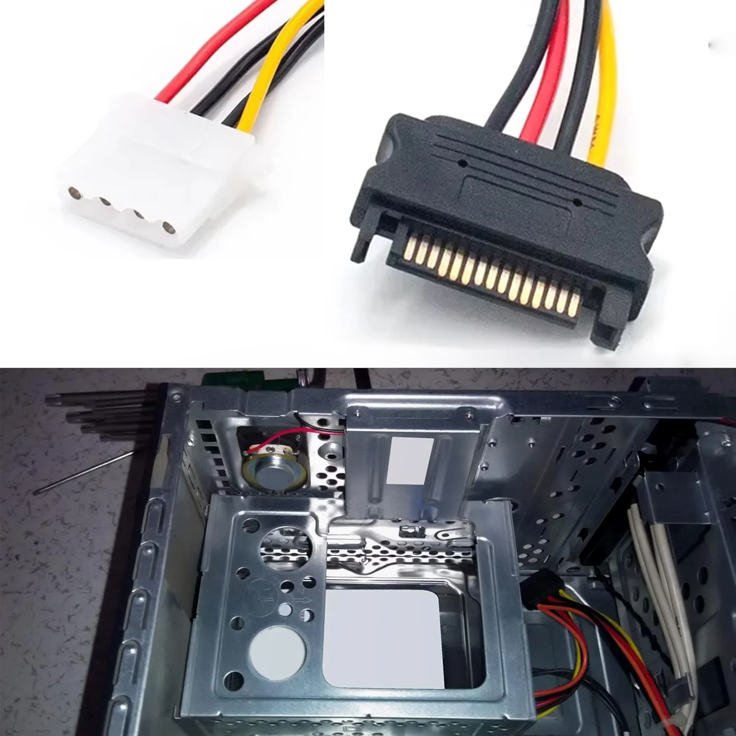 SATA Power Cable 4 Pin Female Molex IDE To 15 Pin Male SATA Extension Cord Hard Drive Disk 5V Power Supply Cable Adapter For PC