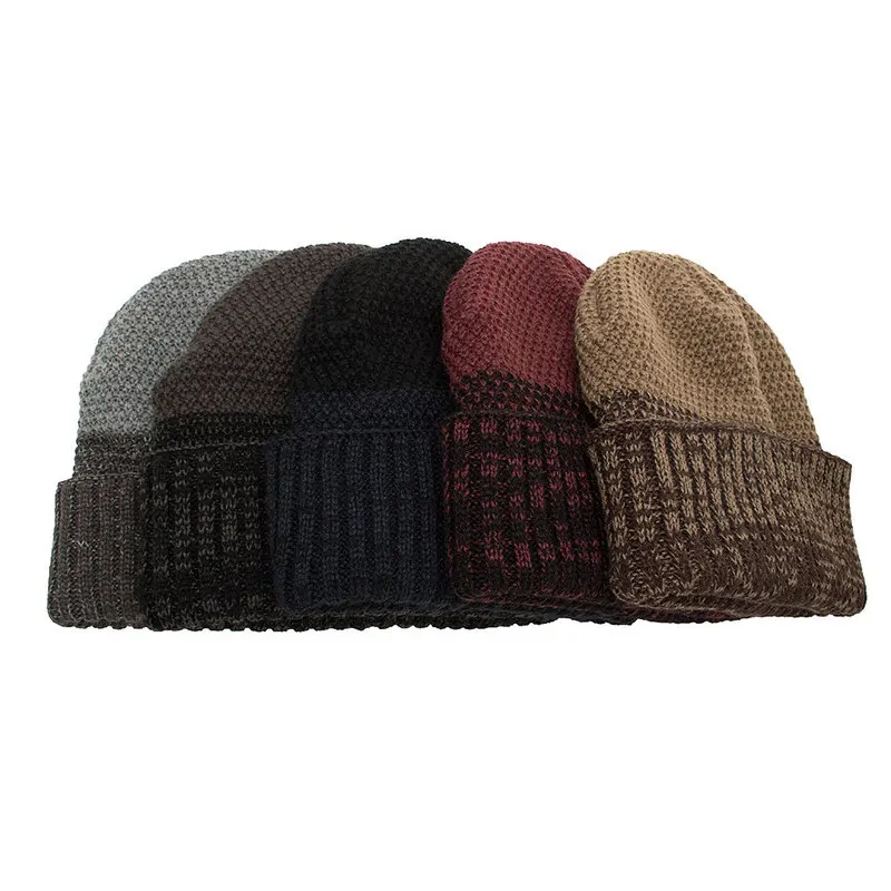 Zhongmei's new autumn and winter fleece-lined dual-use two-tone corn kernel pullover knitted beanieWM086