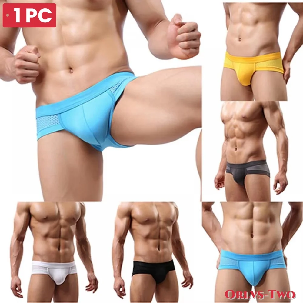 

Summer Breathable Men Briefs Sexy Mesh Modal Underwear Comfortable Solid Color Low Waist Underpants Male U Convex Pouch Panties