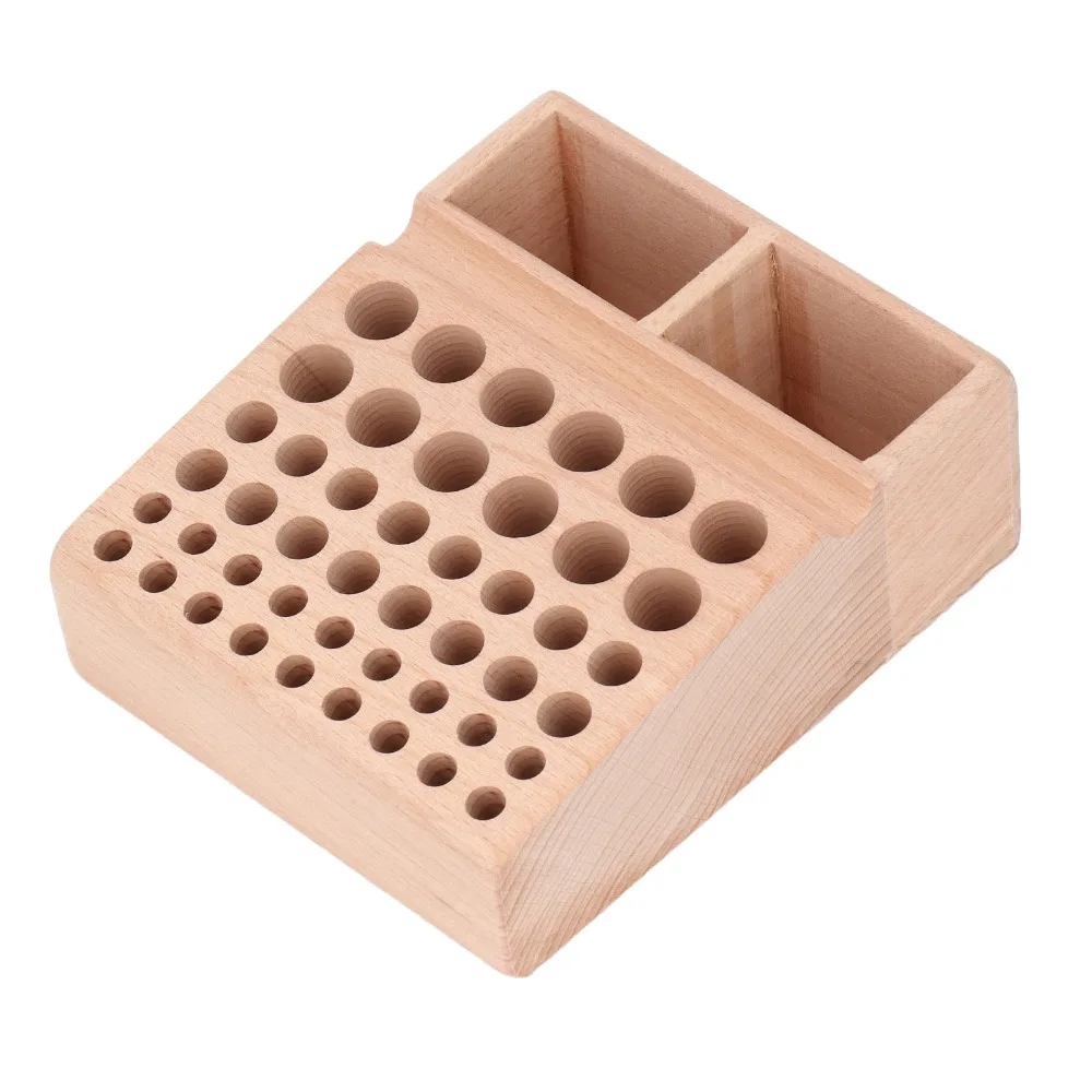 Beech Wood Leather Craft Tool Holder 46 Holes With Grooves Wooden Stand Organizer Leather Holder Tool Crafting Organizer