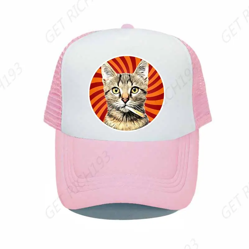 Cool Smoking Cat Hip Hop Snapback Cap Funny Coffee Wild Cat Pussy Baseball Hat Cigaratte Dragon-li Cat Animal Trucker Hats