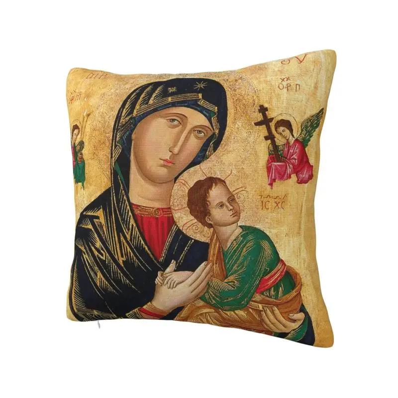 Our Lady Of Perpetual Help Cushion Covers 45x45cm Soft Roman Catholic Virgin Mary Pillow Case Sofa Pillowcase Home Decorative