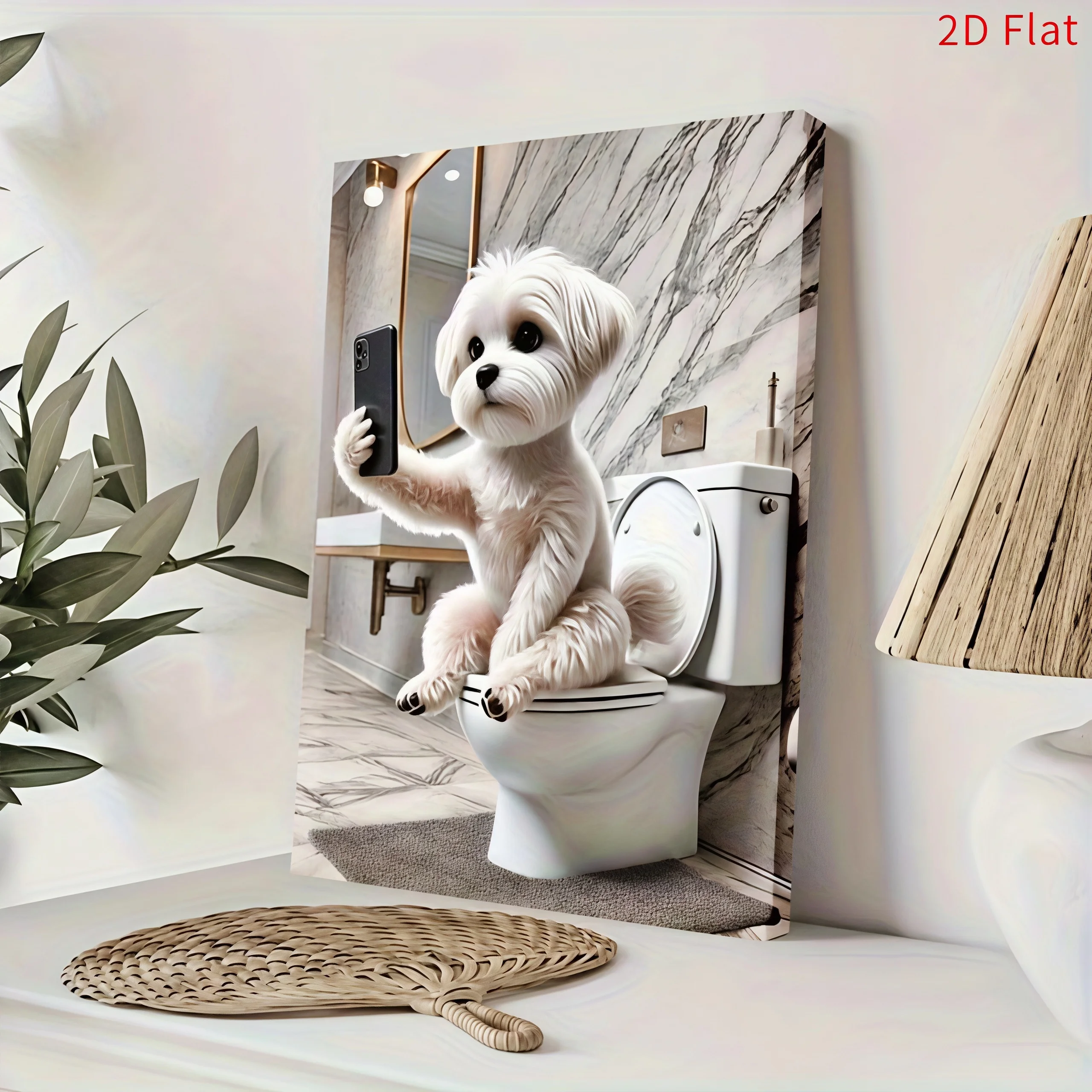 Funny Maltese Dog Framed Canvas Wall Art