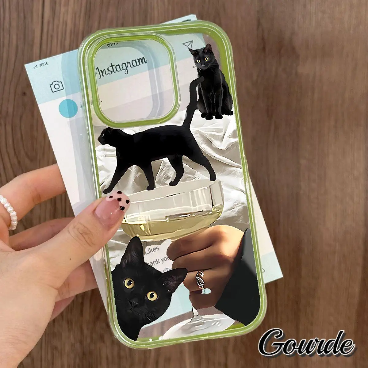 Gourde لطيف الجبن متعة القط Instagram واضح جراب هاتف جراب هاتف آيفون 13 12 14 15 زائد آيفون 16 برو ماكس غطاء مقاوم للصدمات