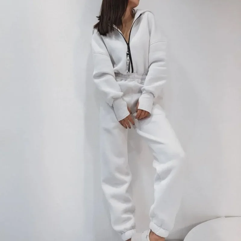 2024 New European and American Casual Women's Fashionable Hooded Jumpsuit Hot Selling Internet Celebrity Loose Jumpsuit