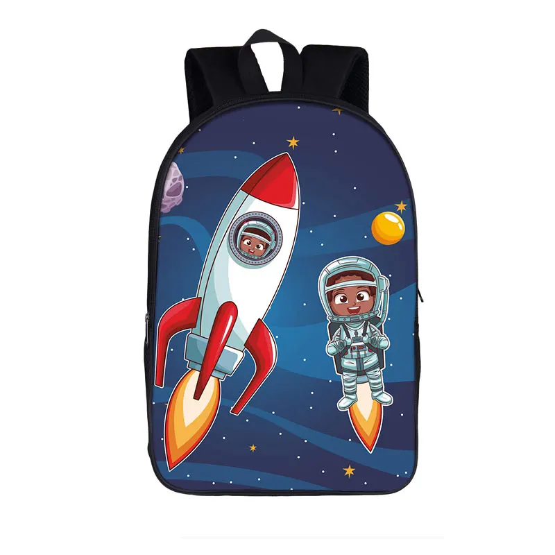 Cartoon Youthful Spaceship Astronaut Planet Galaxy Space Shuttle School Bags Notebook Backpacks 3D Print Oxford Waterproof Bags