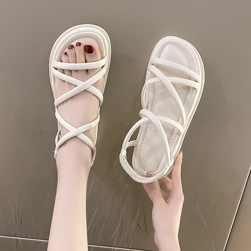 Women\'s Shoes 2023 Fashion Summer Casual Sandals Women Lightweight Women Solid Color Flat Sandals Zapatillas De Mujer