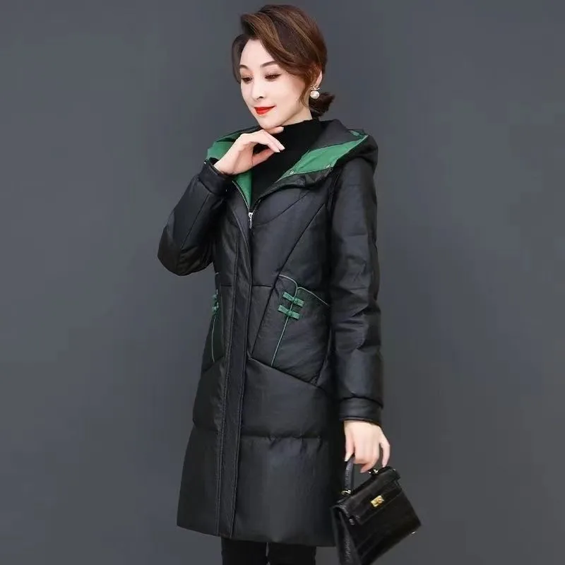 Women\'s Down Cotton-padded Coat 2025 Winter Thickening New Female Parkas Jacket Long Fashion Down Cotton Jacket Slim Overcoat