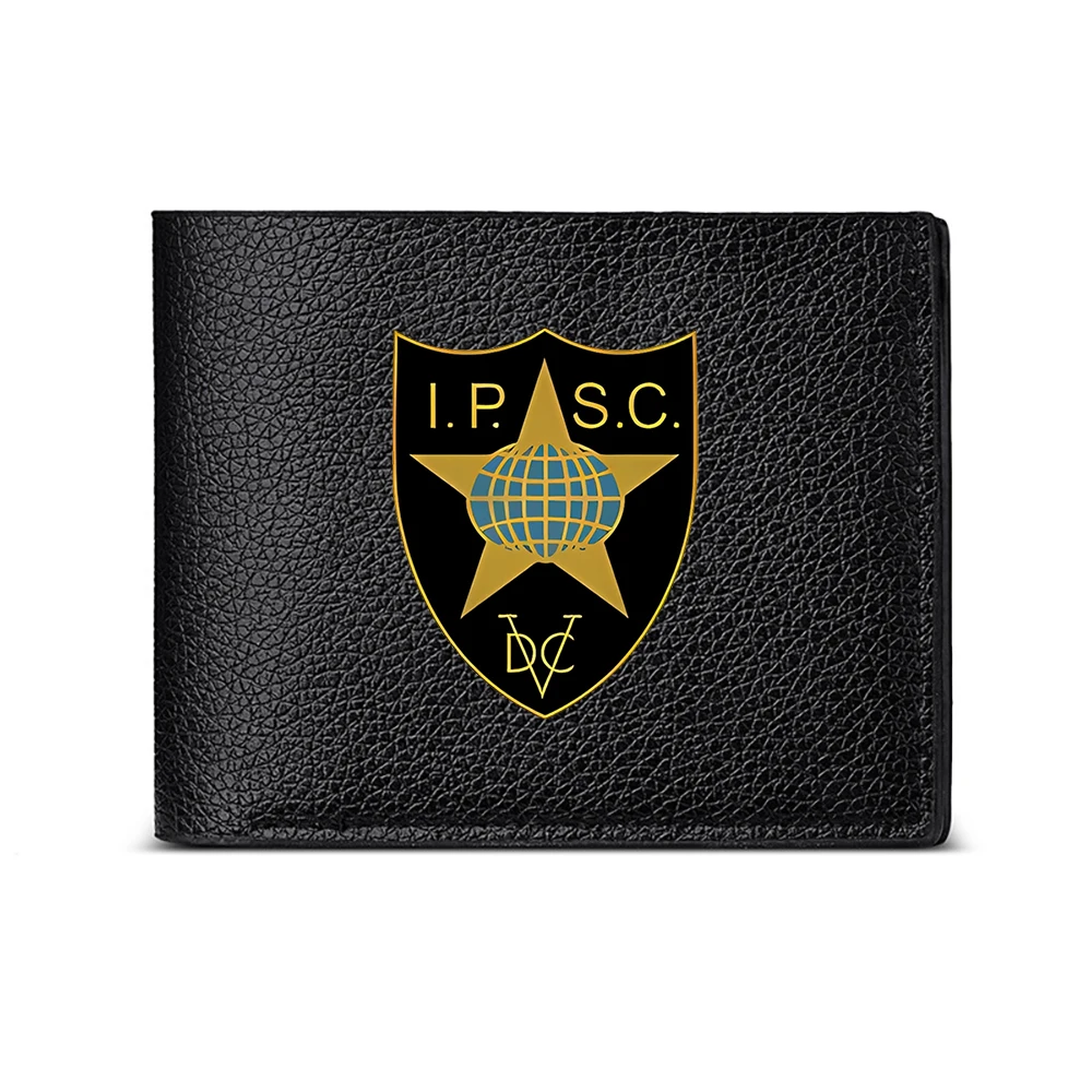 I P S C Shield Star Globe Design Men's Wallet Card Holder Casual Business Fashion Print