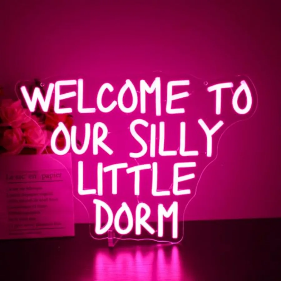 

Neon Sign elcome to Our Silly Little Neon Signs for all Decor Pink LED Signs for Bedroom Classroom School Room Decor Light Sign