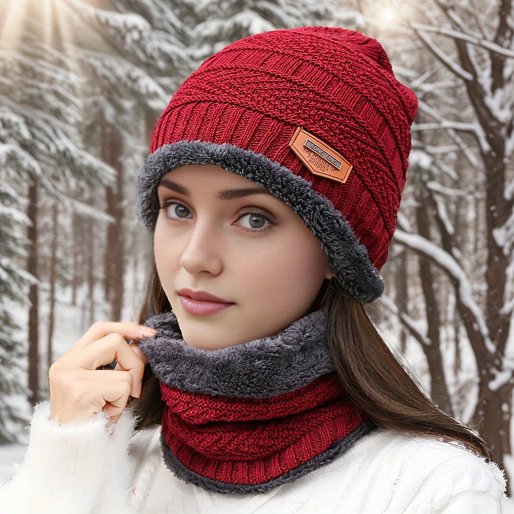 1-10PCS Mens Thick Knitted Fleece Lined Winter Hat Warm Thermal Beanie Cap for Skiing Hiking Running Cold Weather Outdoor