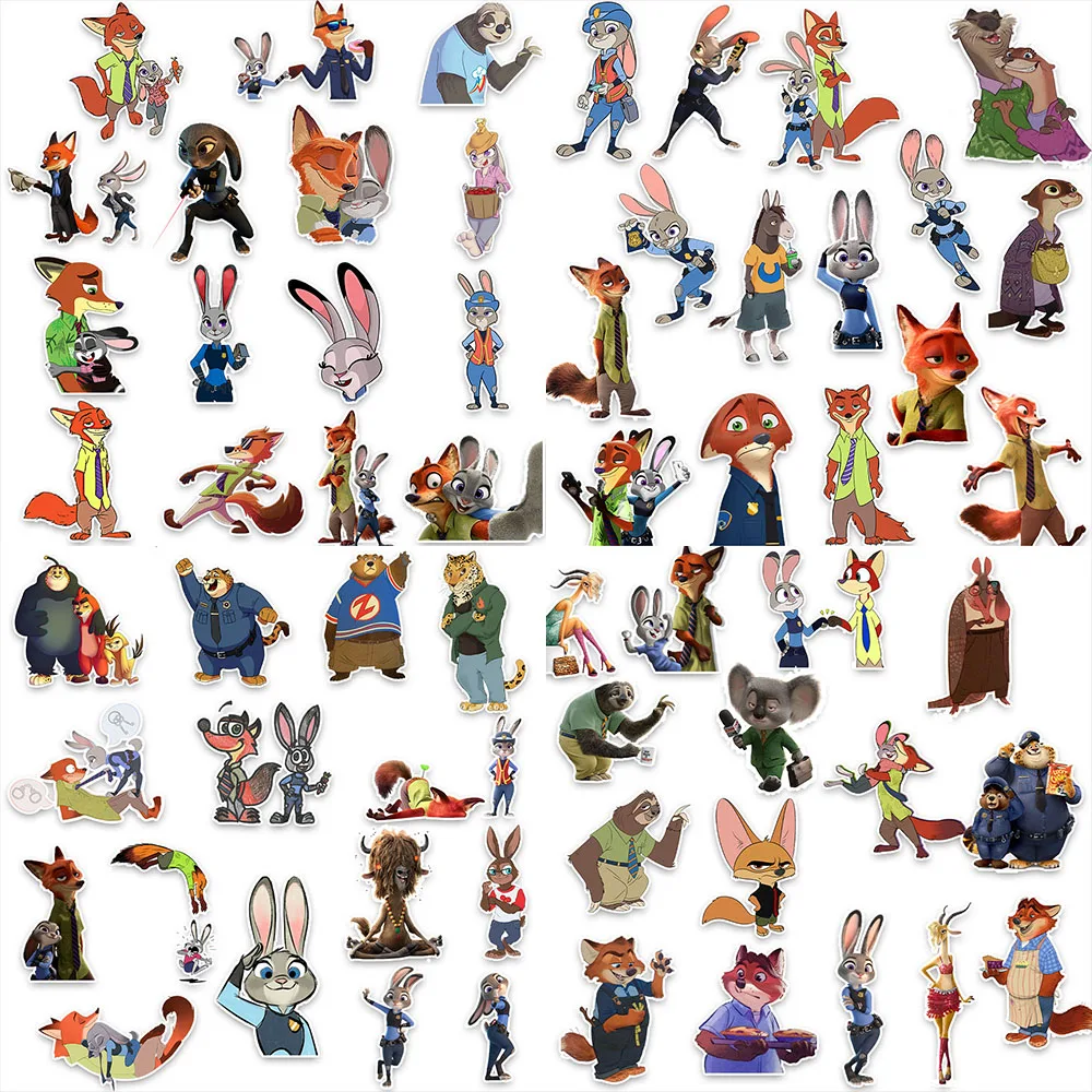 

60PCS Cute Zootopia Stickers Cartoon Judy Hopps Nick Wilde Decals Diy Laptop Luggage Scrapbook Diary Graffiti Sticker Decoration