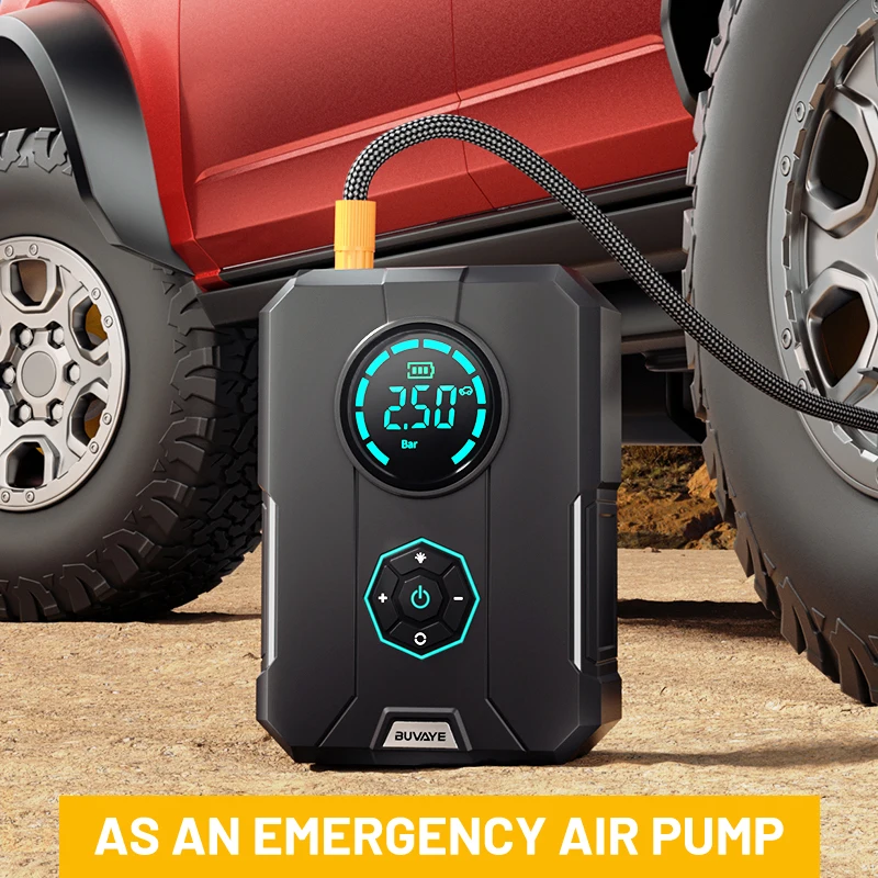 6 In 1 Car Jump Starter Emergency Air Pump Portable Air Compressor Multi-function Tire Inflator Auto Portable Battery Starter