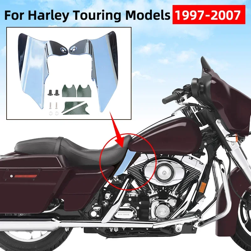 Motorcycle Reflective Saddle Shield Air Heat Deflector Chrome For Harley Touring Electra Glides Road Kings Street Glides 97-07