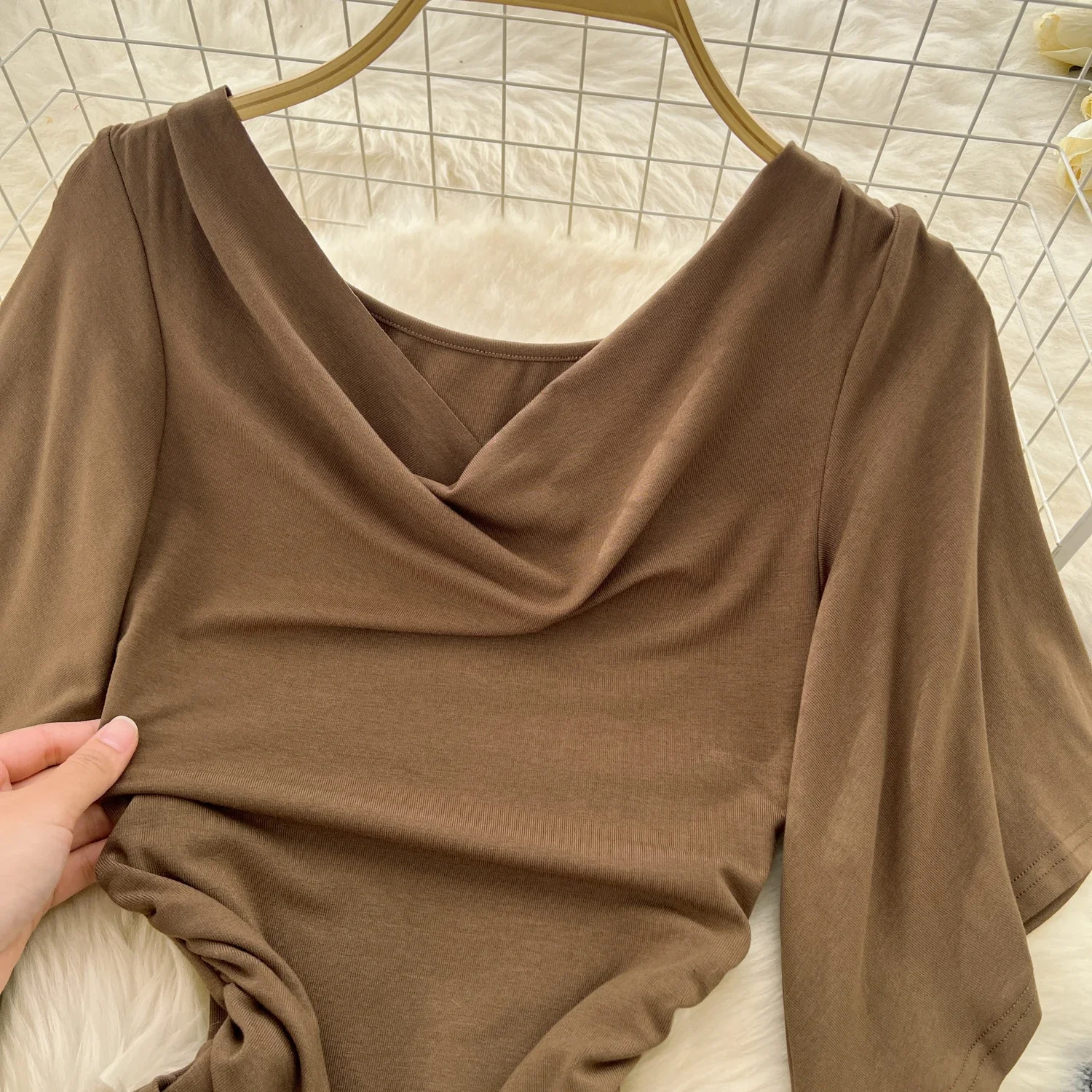 Elegant Vintage Swinging Collar Chic Short Flare Sleeve Slim Pleated Dresses Women Korean Evening High Street Summer Clothing