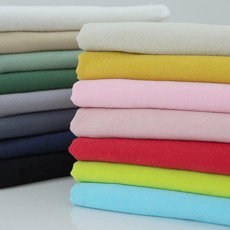 Cotton Washable Fabric Soft Wrinkle Solid Color Dress Length T-shirt Pants Diy Sewing Design Wholesale Material Cloth by Meter