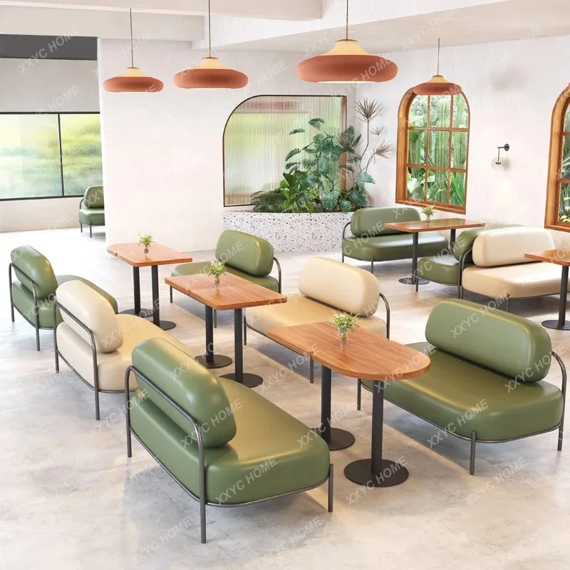 XXCafe Table and Chair Set Bar Iron Art Booth Sofa Leisure Industrial Style Restaurant Commercial Chair