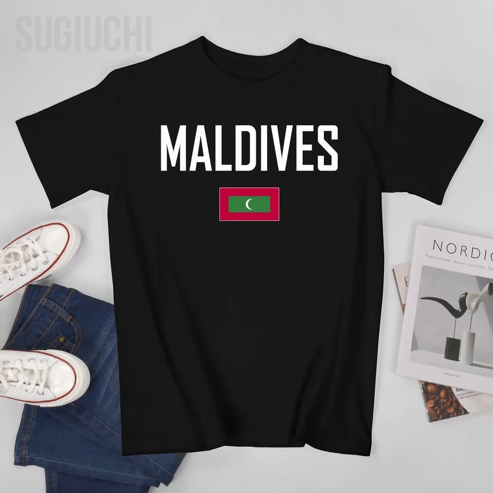 Unisex Men Tshirt MALDIVES Flag And Font Tees T-Shirt O-neck T Shirts Women Boys 100% Cotton Clothing More Color