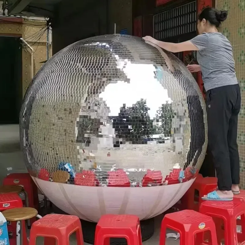 Factory Wholesale Custom Size 100cm 150cm 200cm Silver Glass Mirror Ball Event Wedding Disco
