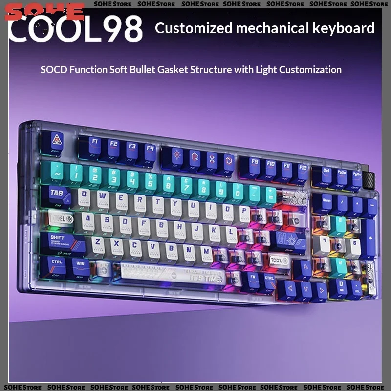 Cool98 Mechanical Keyboard Wireless Tri-Mode Game E-Sports Game Keyboard Magnetic Switch Socd Function Valorant Game Office