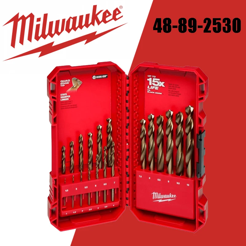 

Milwaukee 48-89-2530 19 шт. кобальтовые метрические сверла, герметичная коробка, упаковка 1-10 мм, твердые металлические скрученные сверла, аксессуары для электроинструмента